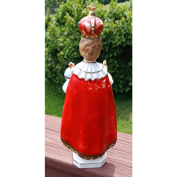 Vintage Infant of Prague 10.5" Ceramic Figurine Religious Statue Hand Painted - Picture 3 of 5